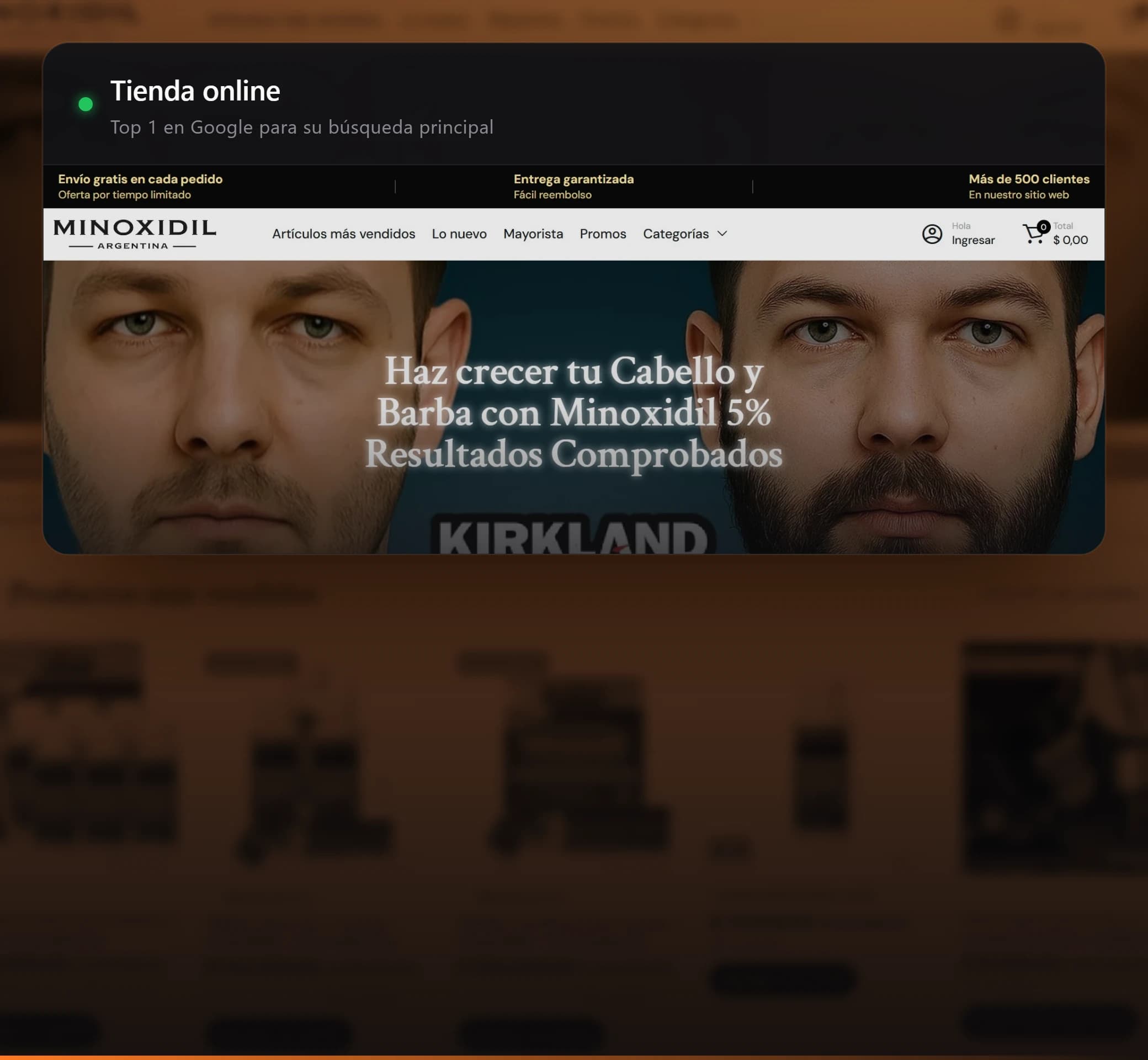 E-commerce Web: Minoxidil Argentina (Google SEO TOP 1)